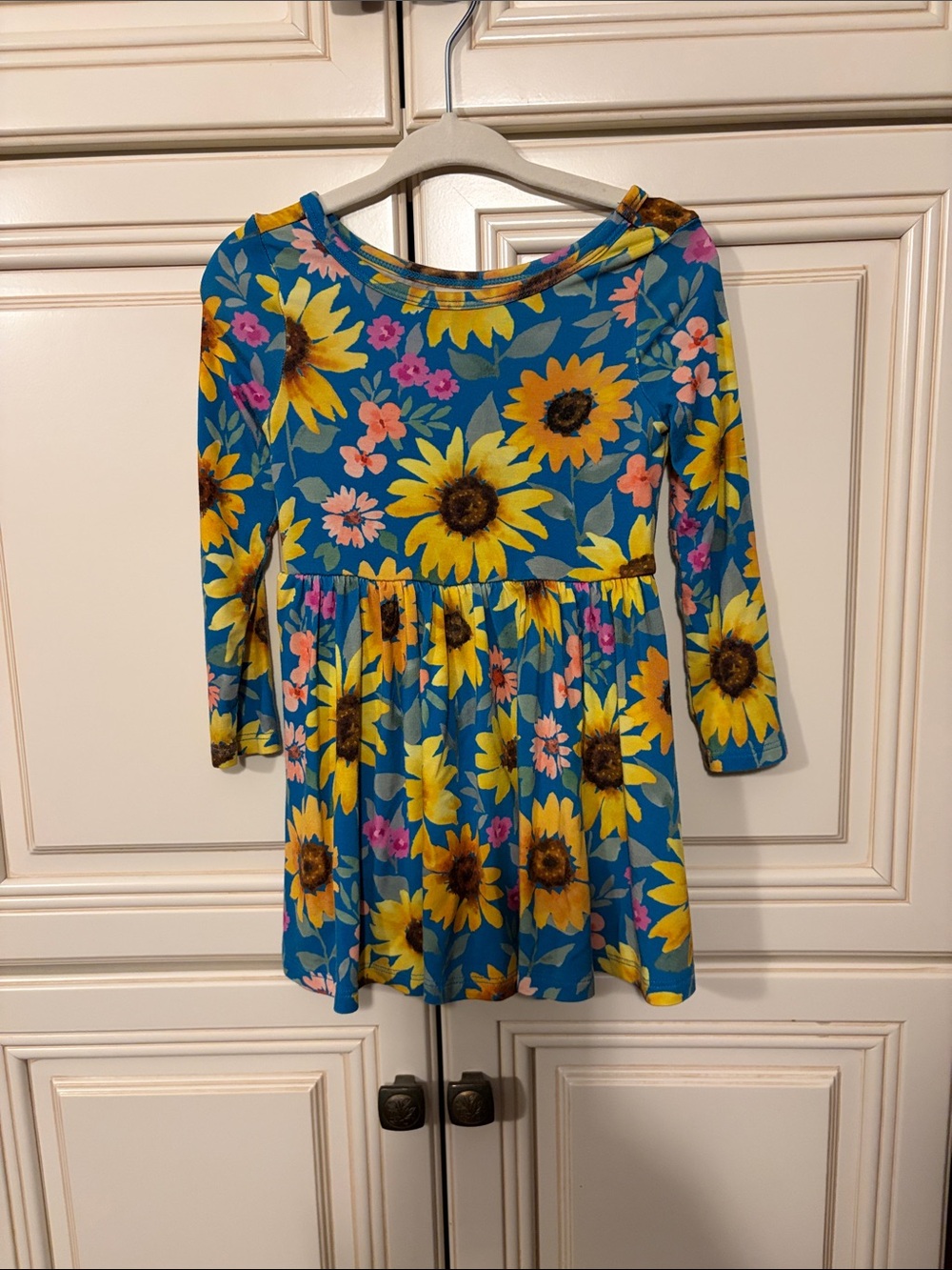 Little Sleepies Teal Sunflower Floral Long Sleeve Dress